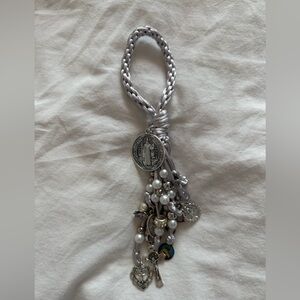 Handmade San Benito Home Blessing Doorknob hanger in Gray/Silver